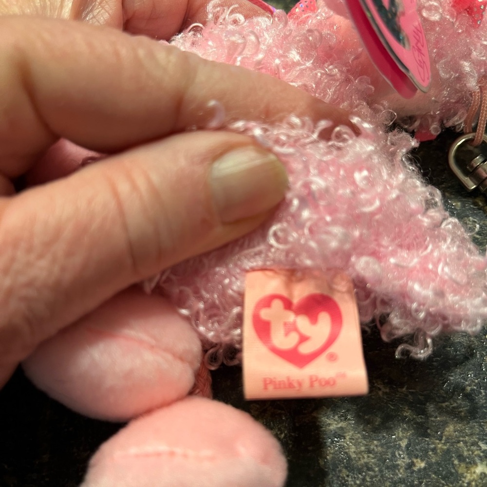 2005 Ty Pinky Poo Keychain or Bag Charm Beanie Baby Pink Poodle - Picture 5 of 11